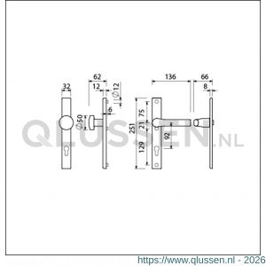 Ami VHB 251/32-169/50-379 veiligheids Rotaveer knop-kruk smalschildgarnituur SKG** VHB 251/32 profielcilinder PC 92 knop 169/50 F1 en deurkruk 379 Rota 251/32 profielcilinder PC 92 deurdikte 53-57 mm 840229