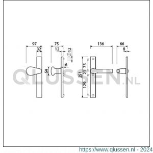 Ami VHB 251/32-173-379 veiligheids Rotaveer knop-kruk smalschildgarnituur SKG** VHB knop 173 Rota 251/32 blind F1 en deurkruk 379 Rota 251/32 blind deurdikte 53-57 mm 840260