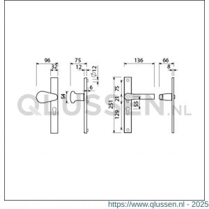 Ami VHB 251/32-173-379 veiligheids Rotaveer knop-kruk smalschildgarnituur SKG** VHB knop 173 Rota 251/32 profielcilinder PC 55 F1 en deurkruk 379 Rota 251/32 profielcilinder PC 55 deurdikte 53-57 mm 840264