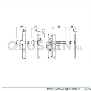 Ami VHB 251/32-173-379 veiligheids Rotaveer knop-kruk smalschildgarnituur SKG** VHB knop 173 Rota 251/32 profielcilinder PC 72 F1 en deurkruk 379 Rota 251/32 profielcilinder PC 72 deurdikte 53-57 mm 840266
