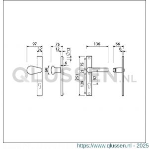 Ami VHB 251/32-173-379 veiligheids Rotaveer knop-kruk smalschildgarnituur SKG** VHB knop 173 Rota 251/32 profielcilinder PC 92 F1 en deurkruk 379 Rota 251/32 profielcilinder PC 92 deurdikte 53-57 mm 840269