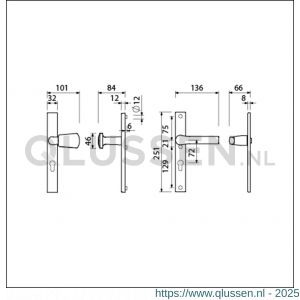 Ami VHB 251/32-166-379 veiligheids Rotaveer knop-kruk smalschildgarnituur SKG** VHB 251/32 profielcilinder PC 72 Kn 166 rechts F1 en deurkruk 379 Rota 251/32 profielcilinder PC 72 deurdikte 53-57 mm 840284