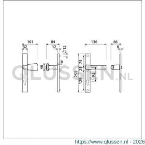 Ami VHB 251/32-166-379 veiligheids Rotaveer knop-kruk smalschildgarnituur SKG** VHB 251/32 profielcilinder PC 92 Kn 166 rechts F1 en deurkruk 379 Rota 251/32 profielcilinder PC 92 deurdikte 53-57 mm 840286