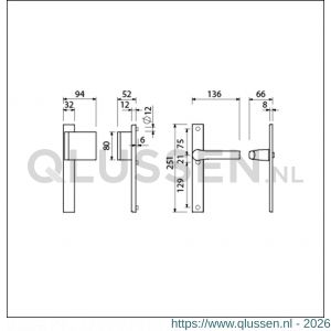 Ami VHB 251/32-90/80-379 veiligheids Rotaveer duwer-kruk smalschildgarnituur SKG** VHB 251/32 blind deurduwer 90/80 rechts F1 en deurkruk 379 Rota 251/32 blind deurdikte 53-57 mm 840300