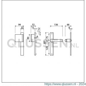 Ami VHB 251/32-90/80-379 veiligheids Rotaveer duwer-kruk smalschildgarnituur SKG** VHB 251/32 blind deurduwer 90/80 links F1 en deurkruk 379 Rota 251/32 blind deurdikte 53-57 mm 840302