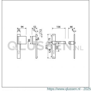 Ami VHB 251/32-90/80-379 veiligheids Rotaveer duwer-kruk smalschildgarnituur SKG** VHB 251/32 profielcilinder PC 92 deurduwer 90/80 rechts F1 en deurkruk 379 Rota 251/32 profielcilinder PC 92 deurdikte 53-57 mm 840328