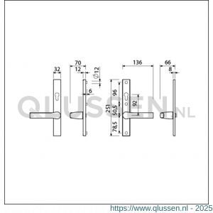 Ami VHB 251/32-379 veiligheids Rotaveer kruk-kruk smalschildgarnituur SKG** VHB deurkruk 379 Rota 251/32 profielcilinder PC 92 omkeer F1 Fuhr 689 deurdikte 53-57 mm 840390