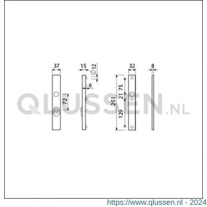 Ami VHB 251/37 KT veiligheidssmalschild SKG*** kerntrekbeveiliging VHB 251/37 buiten kerntrek KT 72 en 251/32 binnen blind F1 deurdikte 53-57 mm 843005