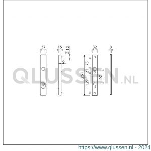 Ami VHB 251/37 KT veiligheidssmalschild SKG*** kerntrekbeveiliging VHB 251/37 buiten kerntrek KT 92 en 251/32 binnen profielcilinder PC 92 F1 deurdikte 53-57 mm 843006