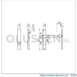 Ami VHB 251/37-379 KT veiligheids Rotaveer kruk-kruk smalschildgarnituur SKG*** kerntrekbeveiliging VHB 251/37 zonder krukgat KT 92 F1 en deurkruk en 379 Rota 251/32 profielcilinder PC 92 deurdikte 53-57 mm 843016