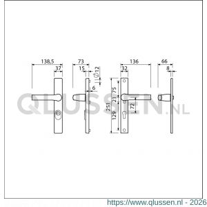 Ami VHB 251/37-379 KT veiligheids Rotaveer kruk-kruk smalschildgarnituur SKG*** kerntrekbeveiliging VHB en deurkruk 379 Rota 251/37 KT 72 F1 en deurkruk 379 Rota 251/32 profielcilinder PC 72 deurdikte 53-57 mm 843116