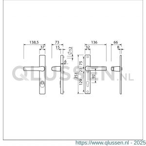 Ami VHB 251/37-379 KT veiligheids Rotaveer kruk-kruk smalschildgarnituur SKG*** kerntrekbeveiliging VHB en deurkruk 379 Rota 251/37 KT 92 F1 en deurkruk 379 Rota 251/32 profielcilinder PC 92 deurdikte 53-57 mm 843119