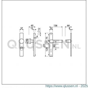 Ami VHB 251/37-169/50 KT veiligheids Rotaveer knop-kruk smalschildgarnituur SKG*** kerntrekbeveiliging VHB 251/37 KT 92 knop 169/50 F1 en deurkruk 379 Rota 251/32 profielcilinder PC 92 deurdikte 53-57 mm 843229