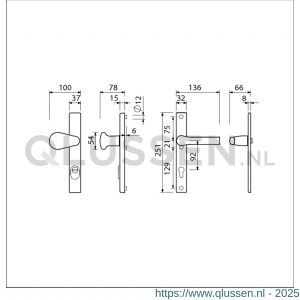 Ami VHB 251/37-173-379 KT veiligheids Rotaveer knop-kruk smalschildgarnituur SKG*** kerntrekbeveiliging VHB knop 173 Rota 251/37 KT 92 F1 en deurkruk 379 Rota 251/32 profielcilinder PC 92 deurdikte 53-57 mm 843249