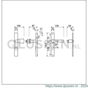 Ami VHB 251/37-166 KT veiligheids Rotaveer knop-kruk smalschildgarnituur SKG*** kerntrekbeveiliging VHB 251/37 KT 72 knop 166 rechts F1 en deurkruk 379 Rota 251/32 profielcilinder PC 72 deurdikte 53-57 mm 843278