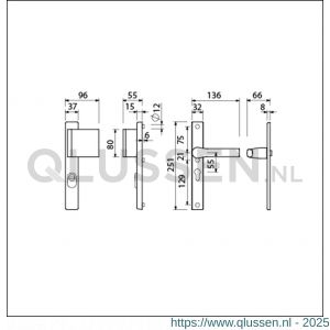 Ami VHB 251/37-90/80 KT veiligheids Rotaveer duwer-kruk smalschildgarnituur SKG*** kerntrekbeveiliging VHB 251/37 KT 55 deurduwer 90/80 rechts F1 en deurkruk 379 Rota 251/32 profielcilinder PC 55 deurdikte 53-57 mm 843307