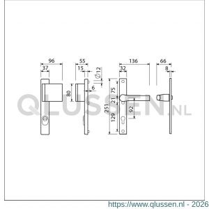 Ami VHB 251/37-90/80 KT veiligheids Rotaveer duwer-kruk smalschildgarnituur SKG*** kerntrekbeveiliging VHB 251/37 KT 92 deurduwer 90/80 rechts F1 en deurkruk 379 Rota 251/32 profielcilinder PC 92 deurdikte 53-57 mm 843329