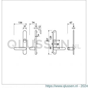 Ami VHB 257/37/2-378 KT veiligheids Rotaveer kruk-kruk smalschildgarnituur SKG*** kerntrekbeveiliging ovaal VHB deurkruk 378 Rota 257/37/2 KT 92 omkeer F1 deurdikte 53-57 mm 844420