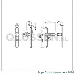 Ami VHB 257/37/2-169/50 KT veiligheids Rotaveer knop-kruk smalschildgarnituur SKG*** kerntrekbeveiliging ovaal VHB 257/37/2 KT 72 knop 169/50 F1 en deurkruk 378 Rota 257/32/2 profielcilinder PC 72 deurdikte 53-57 mm 844426