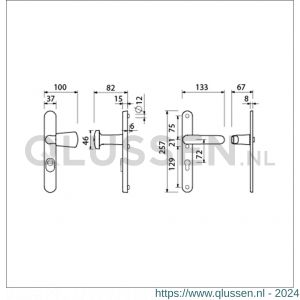 Ami VHB 257/37/2-166 KT veiligheids Rotaveer knop-kruk smalschildgarnituur SKG*** kerntrekbeveiliging ovaal VHB 257/37/2 KT 72 knop 166 rechts F1 en deurkruk 378 Rota 257/32/2 profielcilinder PC 72 deurdikte 53-57 mm 844578