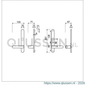 Ami VHB 257/32/2-378 veiligheids Rotaveer kruk-kruk smalschildgarnituur SKG** ovaal VHB deurkruk 378 Rota 257/32/2 profielcilinder PC 92 omkeer F1 deurdikte 63-67 mm 845198
