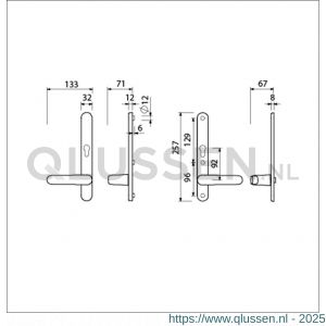 Ami VHB 257/32/2-378 veiligheids Rotaveer kruk-kruk smalschildgarnituur SKG** ovaal VHB deurkruk 378 Rota 257/32/2 profielcilinder PC 92 omkeer F1 deurdikte 53-57 mm 845199