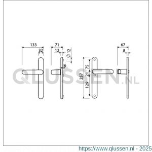 Ami VHB 257/32/2-378 veiligheids Rotaveer kruk-kruk smalschildgarnituur SKG** ovaal VHB deurkruk 378 Rota 257/32/2 blind F1 en deurkruk 378 Rota 257/32/2 blind deurdikte 53-57 mm 845200