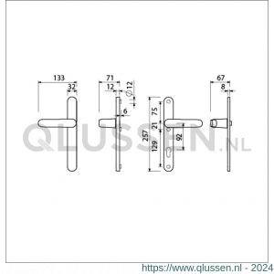 Ami VHB 257/32/2-378 veiligheids Rotaveer kruk-kruk smalschildgarnituur SKG** ovaal VHB deurkruk 378 Rota 257/32/2 blind F1 en deurkruk 378 Rota 257/32/2 profielcilinder PC 92 deurdikte 53-57 mm 845209