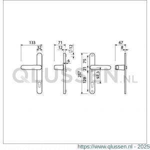 Ami VHB 257/32/2-378 veiligheids Rotaveer kruk-kruk smalschildgarnituur SKG** ovaal VHB deurkruk 378 Rota257/32/2 profielcilinder PC 97,3 F1 en deurkruk 378 Rota 257/32/2 profielcilinder PC 97,3 deurdikte 53-57 mm 845220