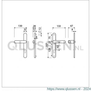 Ami VHB 257/32/2-373 veiligheids Rotaveer kruk-kruk smalschildgarnituur SKG** ovaal VHB deurkruk 373 vastdraaibaar 257/32/2 profielcilinder PC 92 F1 en deurkruk 378 Rota 257/32/2 profielcilinder PC 92 deurdikte 53-57 mm 845266