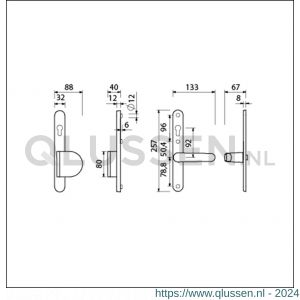 Ami VHB 257/32/2-90/83-378 veiligheids Rotaveer duwer-kruk smalschildgarnituur SKG** ovaal VHB 257/32/2 profielcilinder PC 92 omkeer 90/83 rechts en deurkruk 378 Rota Fuhr 869 deurdikte 53-57 mm 845358