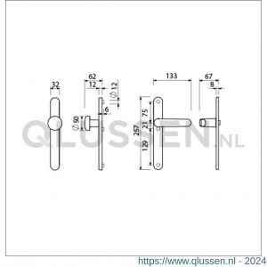 Ami VHB 257/32/2-169/50-378 veiligheids Rotaveer knop-kruk smalschildgarnituur SKG** ovaal VHB 257/32/2 blind knop 169/50 F1 en deurkruk 378 Rota 257/32/2 blind deurdikte 53-57 mm 845420