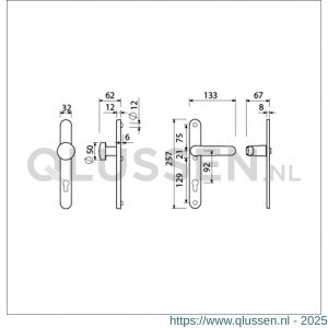 Ami VHB 257/32/2-169/50-378 veiligheids Rotaveer knop-kruk smalschildgarnituur SKG** ovaal VHB 257/32/2 profielcilinder PC 92 knop 169/50 F1 en deurkruk 378 Rota 257/32/2 profielcilinder PC 92 deurdikte 53-57 mm 845429