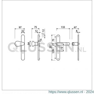 Ami VHB 257/32/2-173-378 veiligheids Rotaveer kruk-kruk smalschildgarnituur SKG** ovaal VHB knop 173 Rota 257/32/2 profielcilinder PC 72 F1 en deurkruk 378 Rota 257/32/2 profielcilinder PC 72 deurdikte 53-57 mm 845571