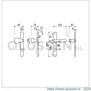 Ami VHB 257/32/2-173-378 veiligheids Rotaveer kruk-kruk smalschildgarnituur SKG** ovaal VHB knop 173 Rota 257/32/2 profielcilinder PC 92 F1 en deurkruk 378 Rota 257/32/2 profielcilinder PC 92 deurdikte 53-57 mm 845573