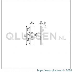 Ami VHB 251/15 KT veiligheidslangschild SKG*** kerntrekbeveiliging buitenlangschild 251/50/15 KT 55 mm F1 891004