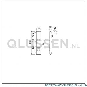 Ami VHB 251/15 KT veiligheidslangschild SKG*** kerntrekbeveiliging buitenlangschild 251/50/15 KT 85 mm F1 891008