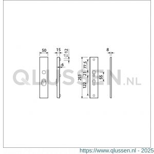 Ami VHB 251/15 KT veiligheidslangschild SKG*** kerntrekbeveiliging VHB 251/50/15 buiten KT 55 binnen profielcilinder PC 55 F1 deurdikte 38-42 mm 891121