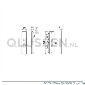 Ami VHB 251/15 KT veiligheidslangschild SKG*** kerntrekbeveiliging VHB 251/50/15 buiten KT 55 binnen profielcilinder PC 55 F1 deurdikte 53-57 mm 891122