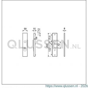 Ami VHB 251/15 KT veiligheidslangschild SKG*** kerntrekbeveiliging VHB 251/50/15 buiten KT 72 binnen profielcilinder PC 72 F1 deurdikte 38-42 mm 891141