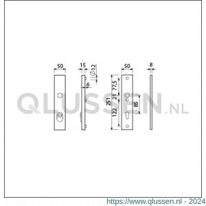 Ami VHB 251/15 KT veiligheidslangschild SKG*** kerntrekbeveiliging VHB 251/50/15 buiten KT 85 binnen profielcilinder PC 85 F1 deurdikte 38-42 mm 891171