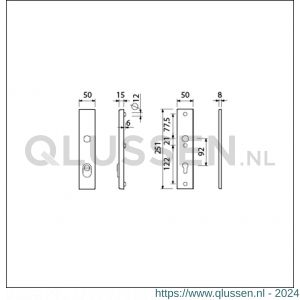 Ami VHB 251/15 KT veiligheidslangschild SKG*** kerntrekbeveiliging VHB 251/50/15 buiten KT 92 binnen profielcilinder PC 92 F1 deurdikte 38-42 mm 891191