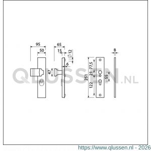 Ami VHB 251/15-144 KT veiligheidsvoordeur-knoplangschildgarnituur SKG*** kerntrekbeveiliging VHB 251/50/15 KT 55 knop 144 en zonder deurkruk profielcilinder PC 55 F1 deurdikte 53-57 mm 891315