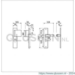 Ami VHB 251/15-90/80 KT veiligheidsvoordeur-duwerlangschildgarnituur SKG*** kerntrekbeveiliging VHB 251/50/15 KT 55 deurduwer 90/80 rechts en deurkruk 332 profielcilinder PC 55 F1 deurdikte 38-42 mm 891415