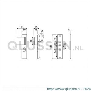 Ami VHB 251/15-90/80 KT veiligheidsvoordeur-duwerlangschildgarnituur SKG*** kerntrekbeveiliging VHB 251/50/15 KT 55 deurduwer 90/80 links en zonder deurkruk profielcilinder PC 55 F1 deurdikte 38-42 mm 891420