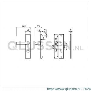 Ami VHB 251/15-379 KT veiligheids Rotaveer kruk-kruk langschildgarnituur SKG*** kerntrekbeveiliging VHB 251/50/15 KT 72 Rota kruk 379 profielcilinder PC 72 F1 deurdikte 38-42 mm 891511