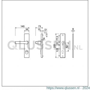 Ami VHB 251/15-379 KT veiligheids Rotaveer kruk-kruk langschildgarnituur SKG*** kerntrekbeveiliging VHB 251/50/15 KT 92 Rota kruk 379 profielcilinder PC 92 F1 deurdikte 38-42 mm 891521