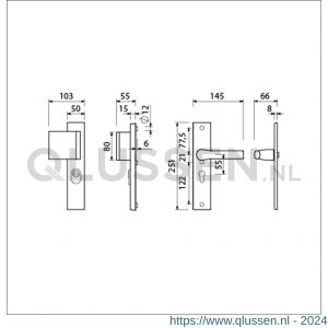 Ami VHB 251/15-90/80-379 KT veiligheids Rotaveer duwer-kruk langschildgarnituur SKG*** kerntrekbeveiliging VHB 251/50/15 KT 55 deurduwer 90/80 links en deurkruk 379 Rota profielcilinder PC 55 F1 deurdikte 38-42 mm 891611