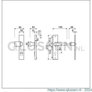 Ami VHB 251/15-144-379 KT veiligheids Rotaveer knop-kruk langschildgarnituur SKG*** kerntrekbeveiliging VHB 251/50/15 knop 144 KT 92 en Rota kruk 379 profielcilinder PC 92 F1 deurdikte 38-42 mm 891941