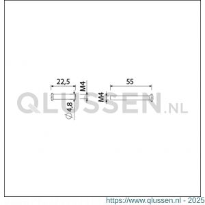 Ami patentbout compleet met huls ijzer vernikkeld M4x55 mm schroef en huls set 10 stuks 900117